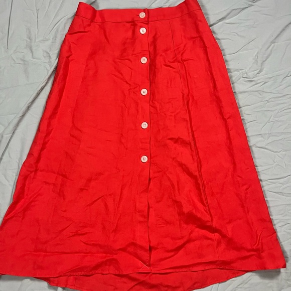 LOFT Dresses & Skirts - LOFT Red Button-Front Midi Skirt